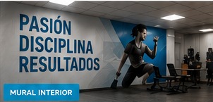Mural gráfico interior deportivo